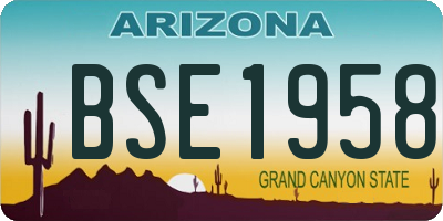 AZ license plate BSE1958