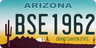 AZ license plate BSE1962