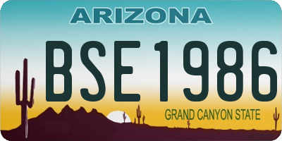 AZ license plate BSE1986