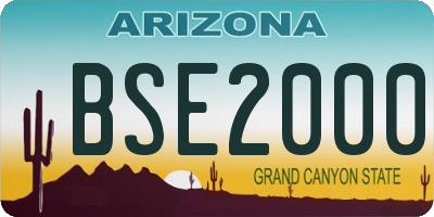 AZ license plate BSE2000