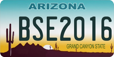 AZ license plate BSE2016