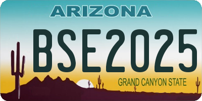 AZ license plate BSE2025