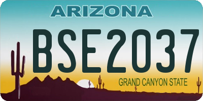 AZ license plate BSE2037