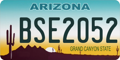 AZ license plate BSE2052