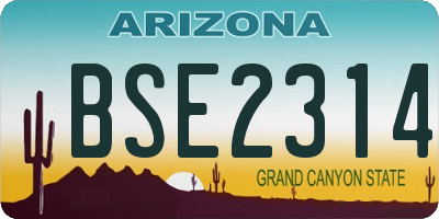 AZ license plate BSE2314