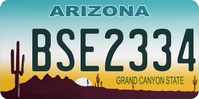 AZ license plate BSE2334