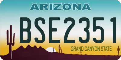 AZ license plate BSE2351