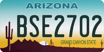 AZ license plate BSE2702