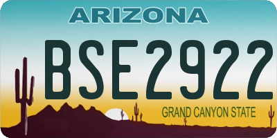 AZ license plate BSE2922