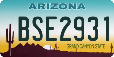 AZ license plate BSE2931