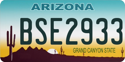 AZ license plate BSE2933