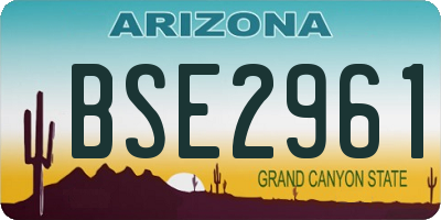 AZ license plate BSE2961