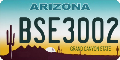 AZ license plate BSE3002