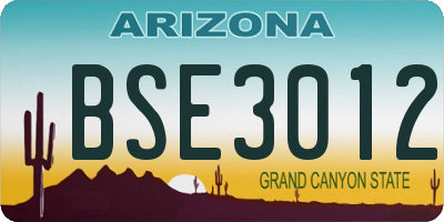 AZ license plate BSE3012