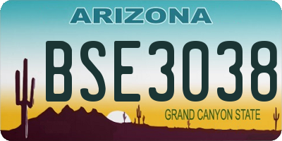 AZ license plate BSE3038