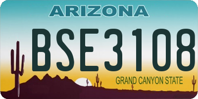 AZ license plate BSE3108