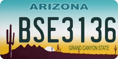 AZ license plate BSE3136