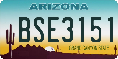 AZ license plate BSE3151