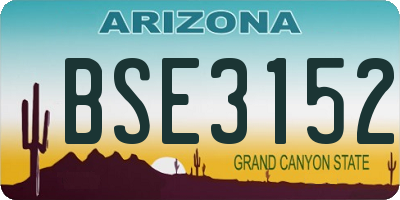 AZ license plate BSE3152