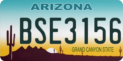 AZ license plate BSE3156