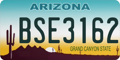 AZ license plate BSE3162