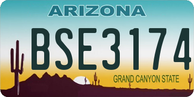 AZ license plate BSE3174