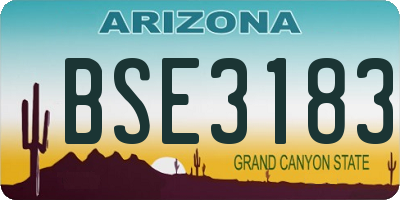 AZ license plate BSE3183