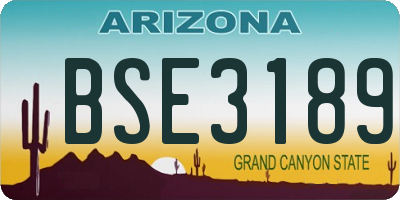 AZ license plate BSE3189