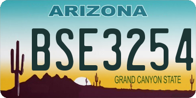 AZ license plate BSE3254
