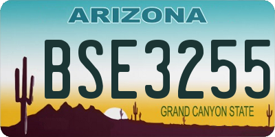 AZ license plate BSE3255