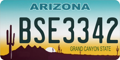 AZ license plate BSE3342