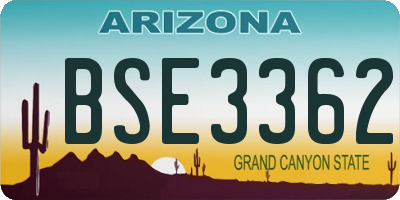 AZ license plate BSE3362
