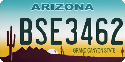 AZ license plate BSE3462
