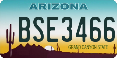 AZ license plate BSE3466