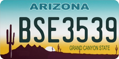 AZ license plate BSE3539