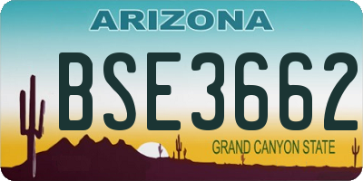 AZ license plate BSE3662