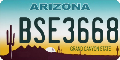 AZ license plate BSE3668