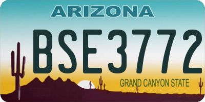 AZ license plate BSE3772