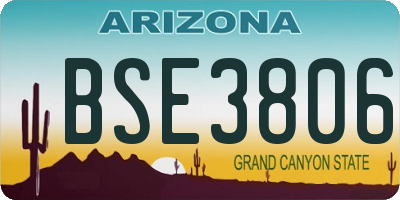 AZ license plate BSE3806