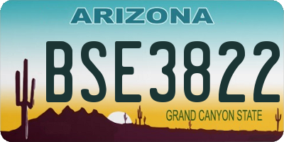AZ license plate BSE3822