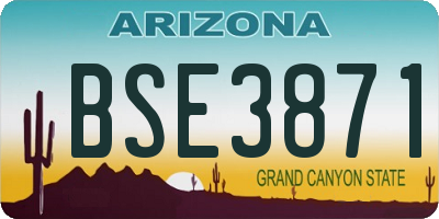 AZ license plate BSE3871