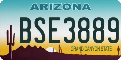 AZ license plate BSE3889