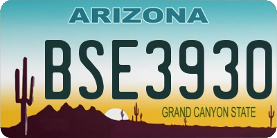 AZ license plate BSE3930