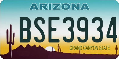 AZ license plate BSE3934