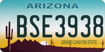 AZ license plate BSE3938