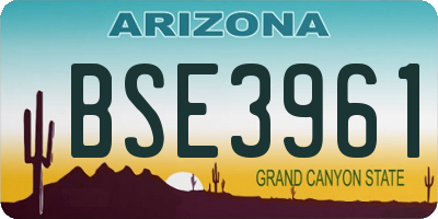 AZ license plate BSE3961
