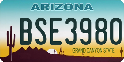 AZ license plate BSE3980