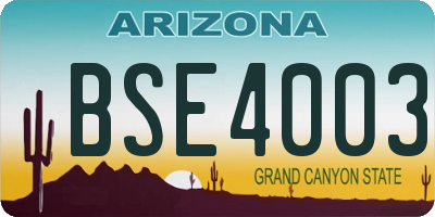 AZ license plate BSE4003