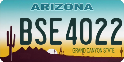 AZ license plate BSE4022