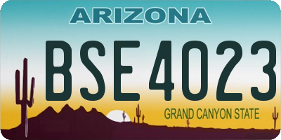 AZ license plate BSE4023